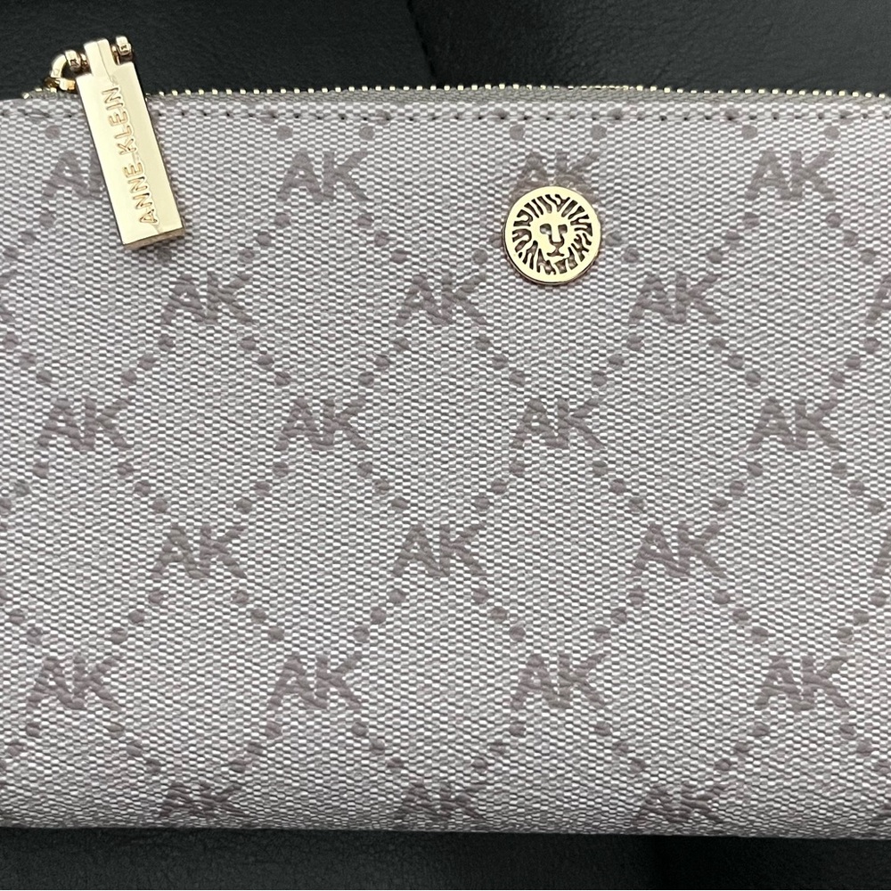 Anne Klein Gray Cosmetic Bag with Gold Accents